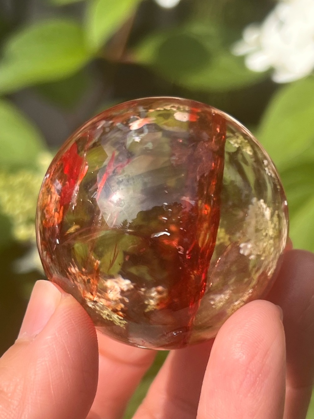 Ice (3) fire quartz sphere | crystal